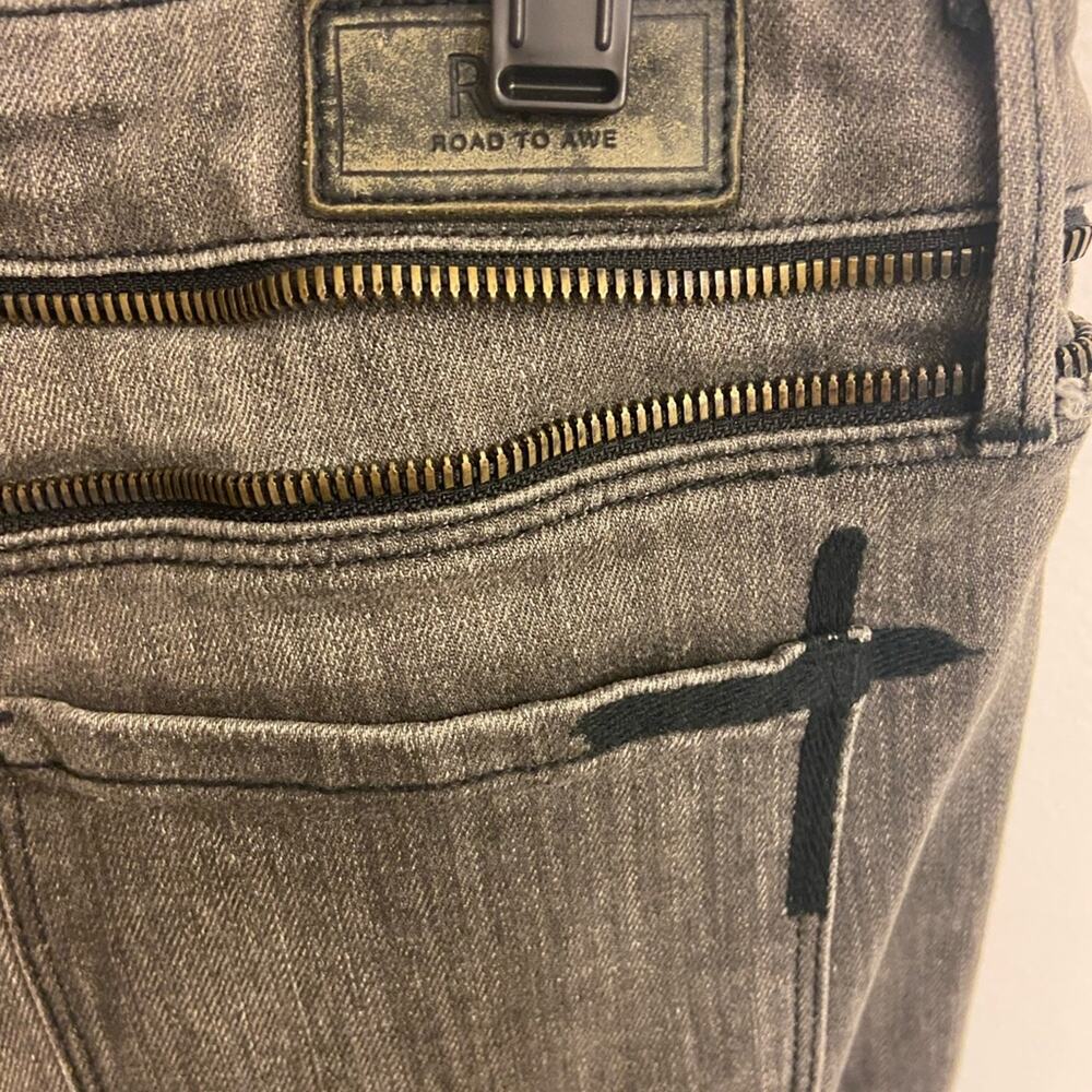 RtA Road to Awe Double Back Zip Jeans Perfect Grey Size 27 - Picture 11 of 11